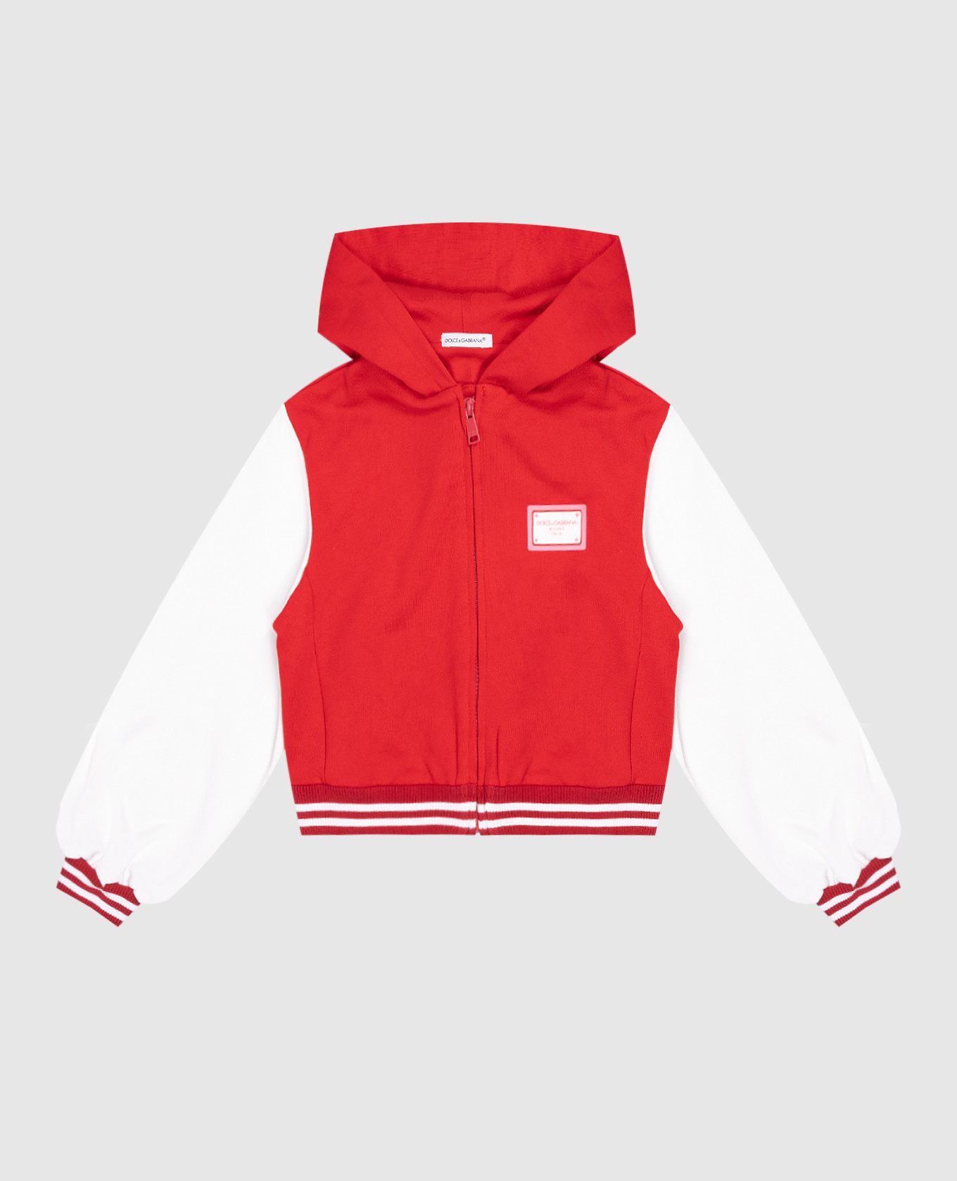 Children's red sports jacket with textured logo dolce&gabbana