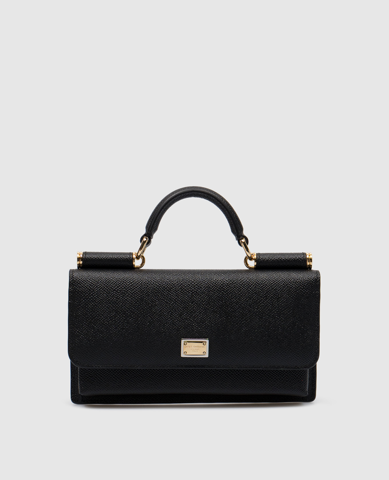 

Black leather mini bag with logo Dolce&Gabbana, Черный