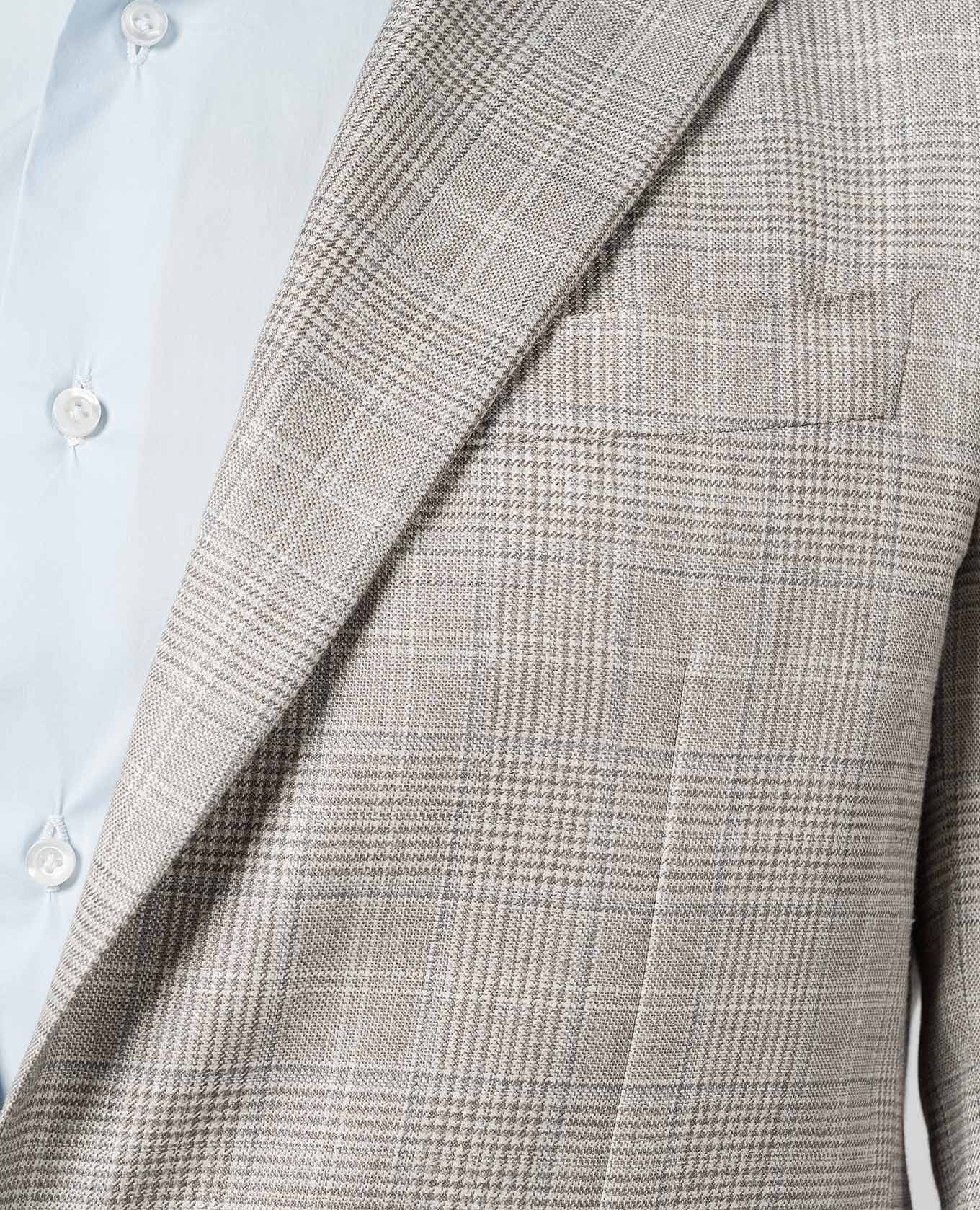 

Beige checkered wool, silk and linen jacket Canali