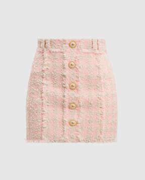 Balmain Pink tweed mini skirt EF1LBA54XK69