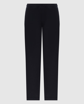 Moncler Blue sweatpants with leather logo patch K10918H0000789AMX