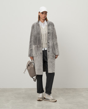 Babe Pay Pls Gray sheepskin coat 1827GEMMA