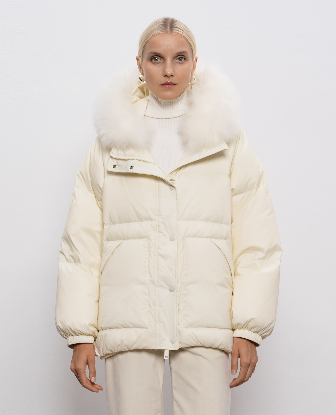 

Beige down jacket with hood Yves Salomon Army