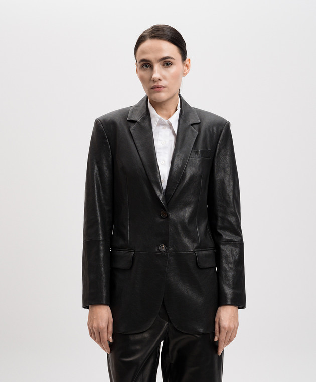 Brunello Cucinelli - Black leather jacket MPCCK7008 - shop