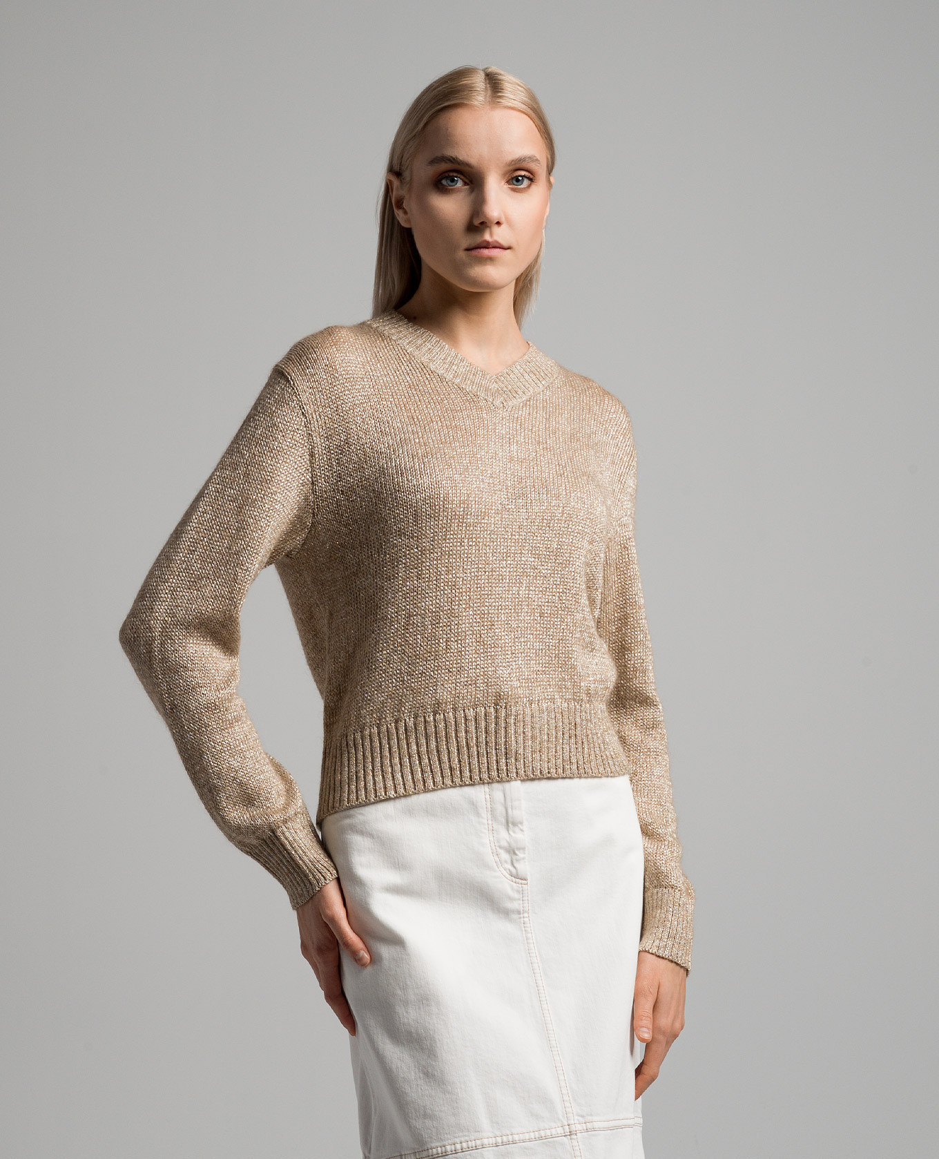 

Beige pullover with lurex Brunello Cucinelli