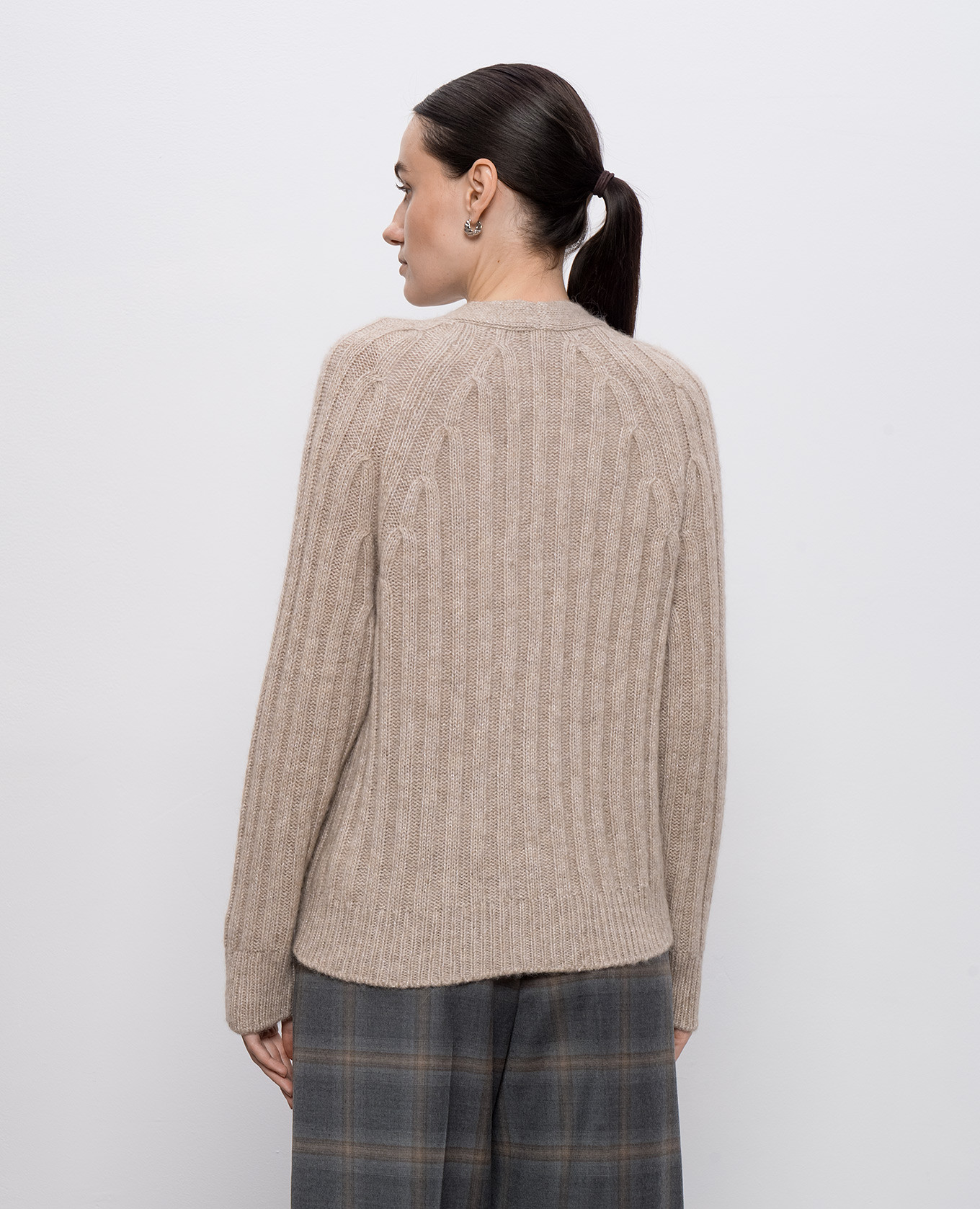 

Beige wool and cashmere cardigan with lurex Peserico