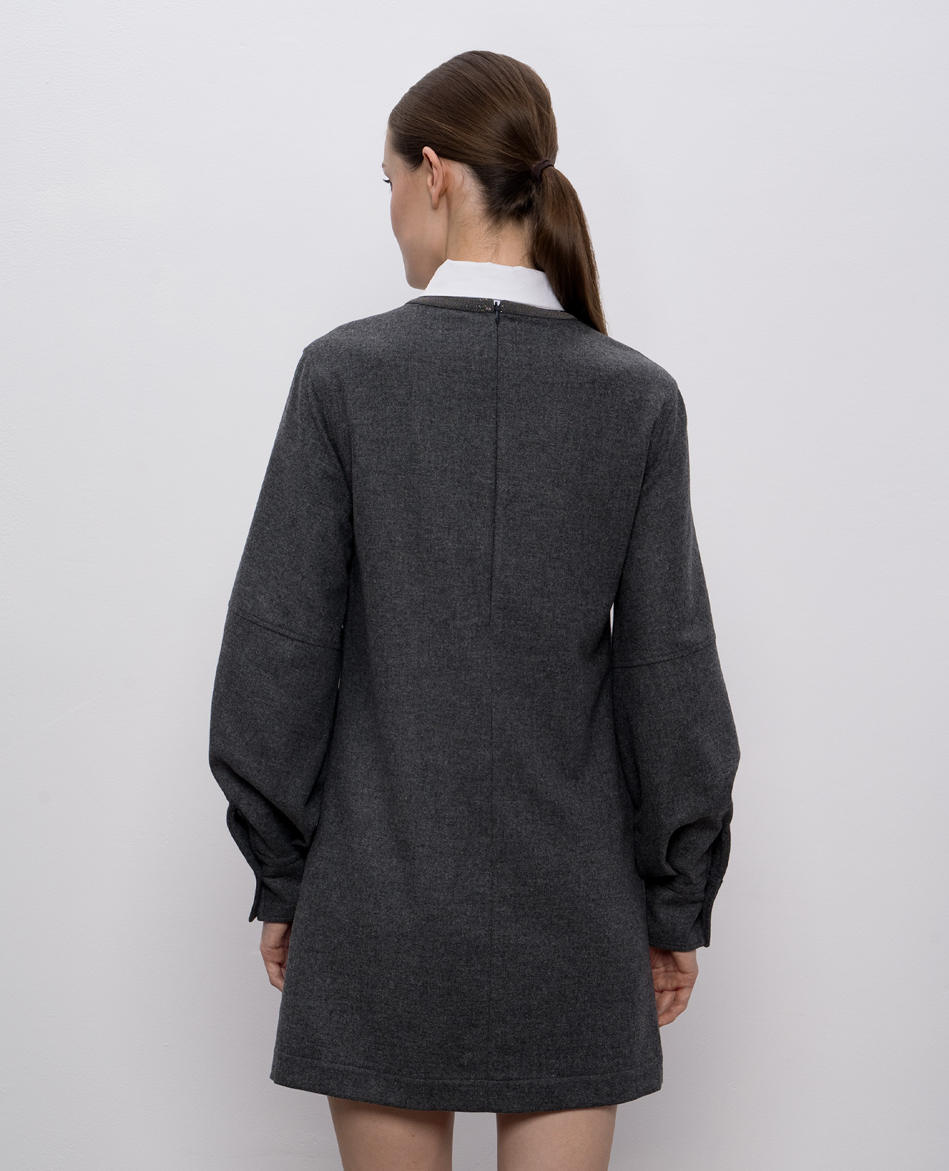 

Gray wool and cashmere dress with monil chain Brunello Cucinelli, Grey