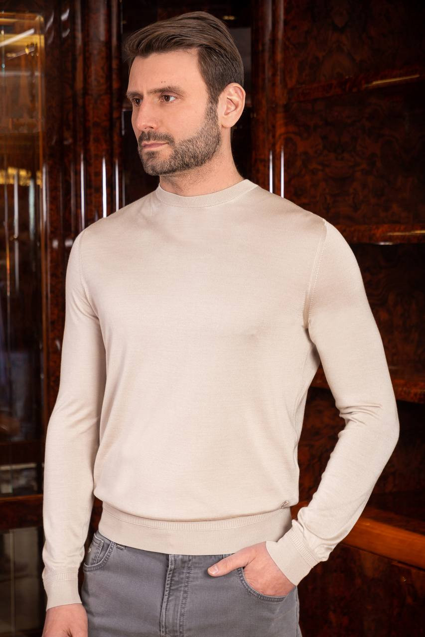 

Beige silk jumper with logo monogram Stefano Ricci
