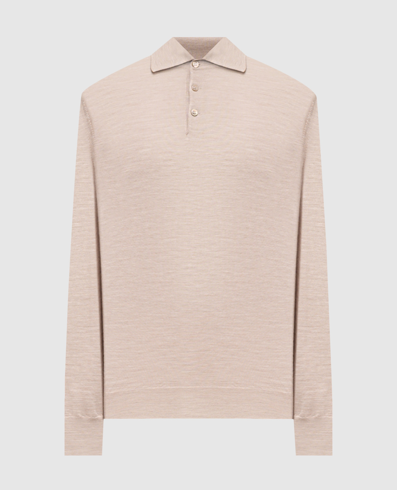 

Beige melange wool and cashmere polo shirt Brunello Cucinelli