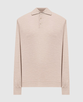 Brunello Cucinelli Beige melange wool and cashmere polo shirt M2400295