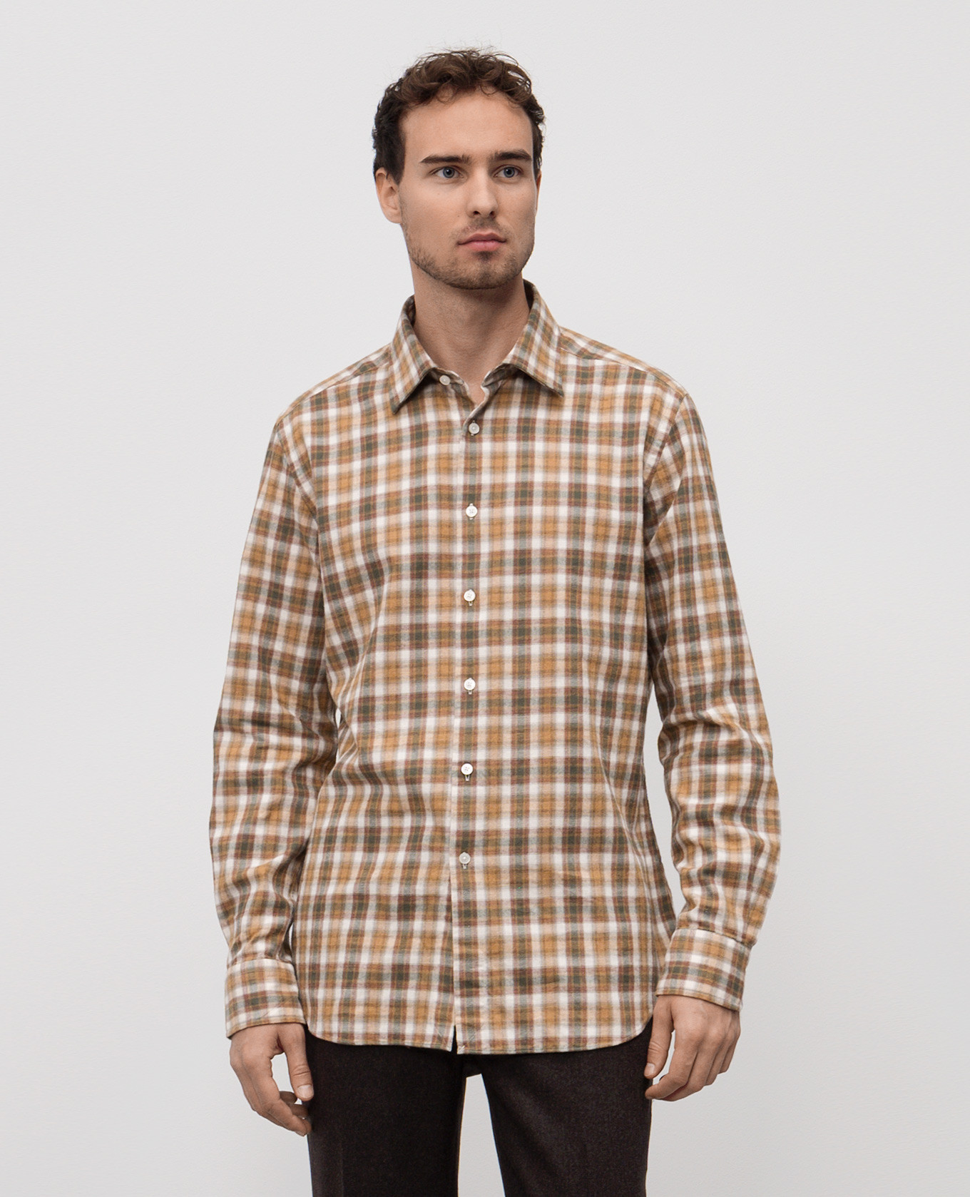 Beige checkered shirt Slowear 3