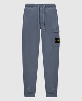 Stone Island Blue joggers with logo patch K1S156200011S0051