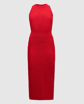 Balmain Red midi dress with figure-hugging necklines EF0RI055KI42