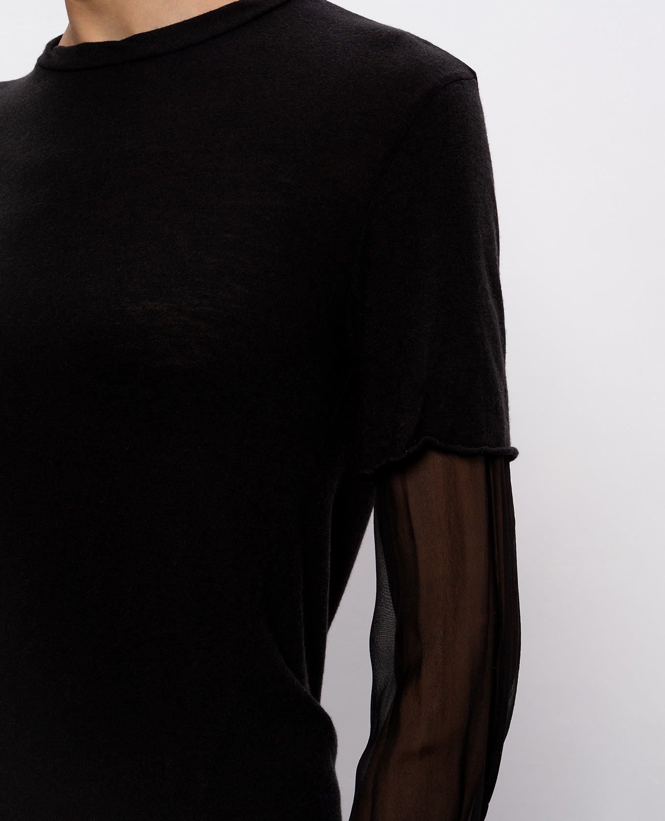 

Black double-layered silk T-shirt Masnada