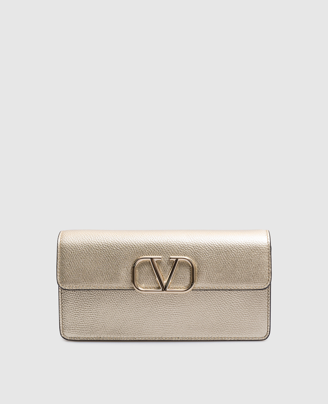 

VLogo SIGNATURE golden leather clutch Valentino