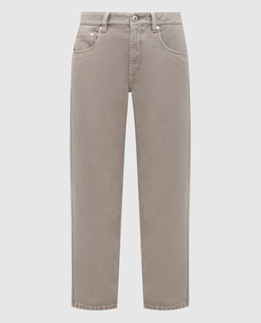 Brunello Cucinelli Green jeans with logo patch M0H81P5847