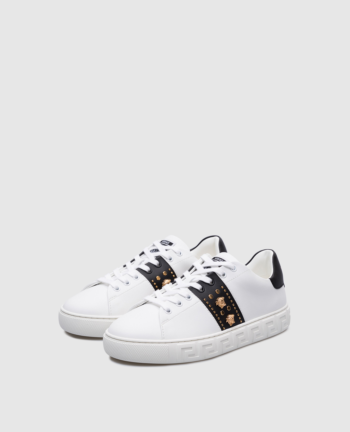 

White Greca sneakers with logo Versace