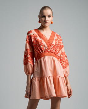 Ermanno Scervino Orange linen dress with embroidery D444Q303LZS