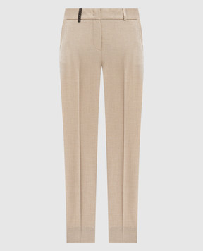 Peserico Beige pants made of wool and cashmere with a branded patch P0471802569