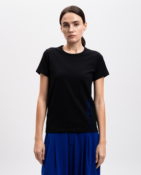 Y`S Yamamoto Black t-shirt with monogram logo embroidery YTT01670
