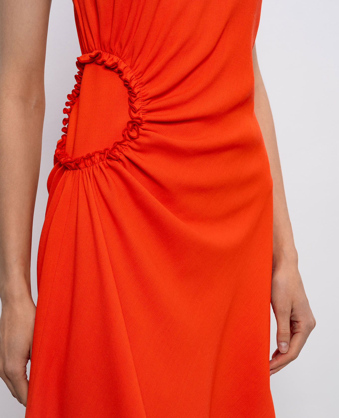 

Red wool dress with drapery Victoria Beckham