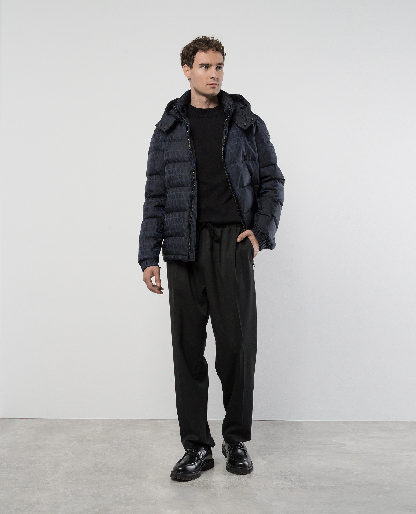 

Blue down jacket in Toile Iconographe pattern Valentino