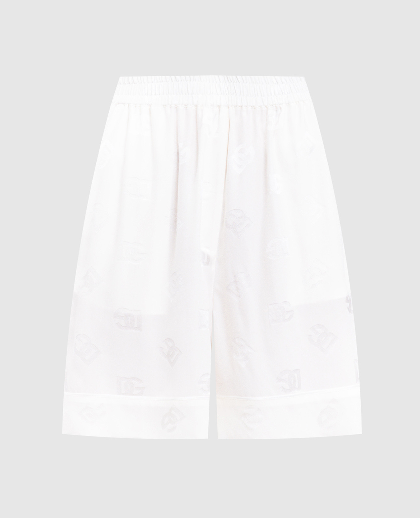 

White silk shorts with logo Dolce&Gabbana