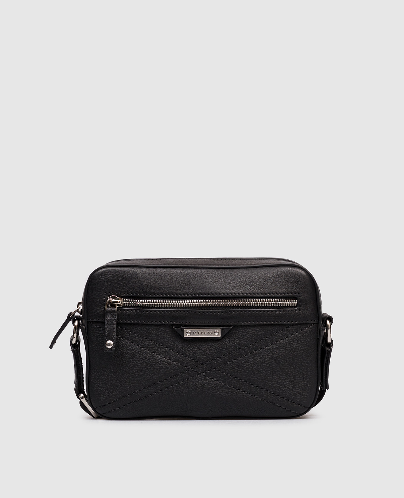 

Black leather bag with logo Iceberg