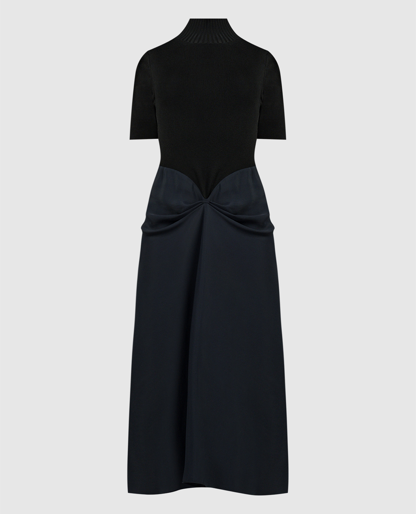 

Black midi dress with wool and drape Victoria Beckham, Черный