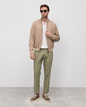 CAPOBIANCO Green linen pants 18M817PI014856