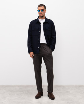 Cashmere&Whiskey Blue wool and cashmere shirt 07687R0497