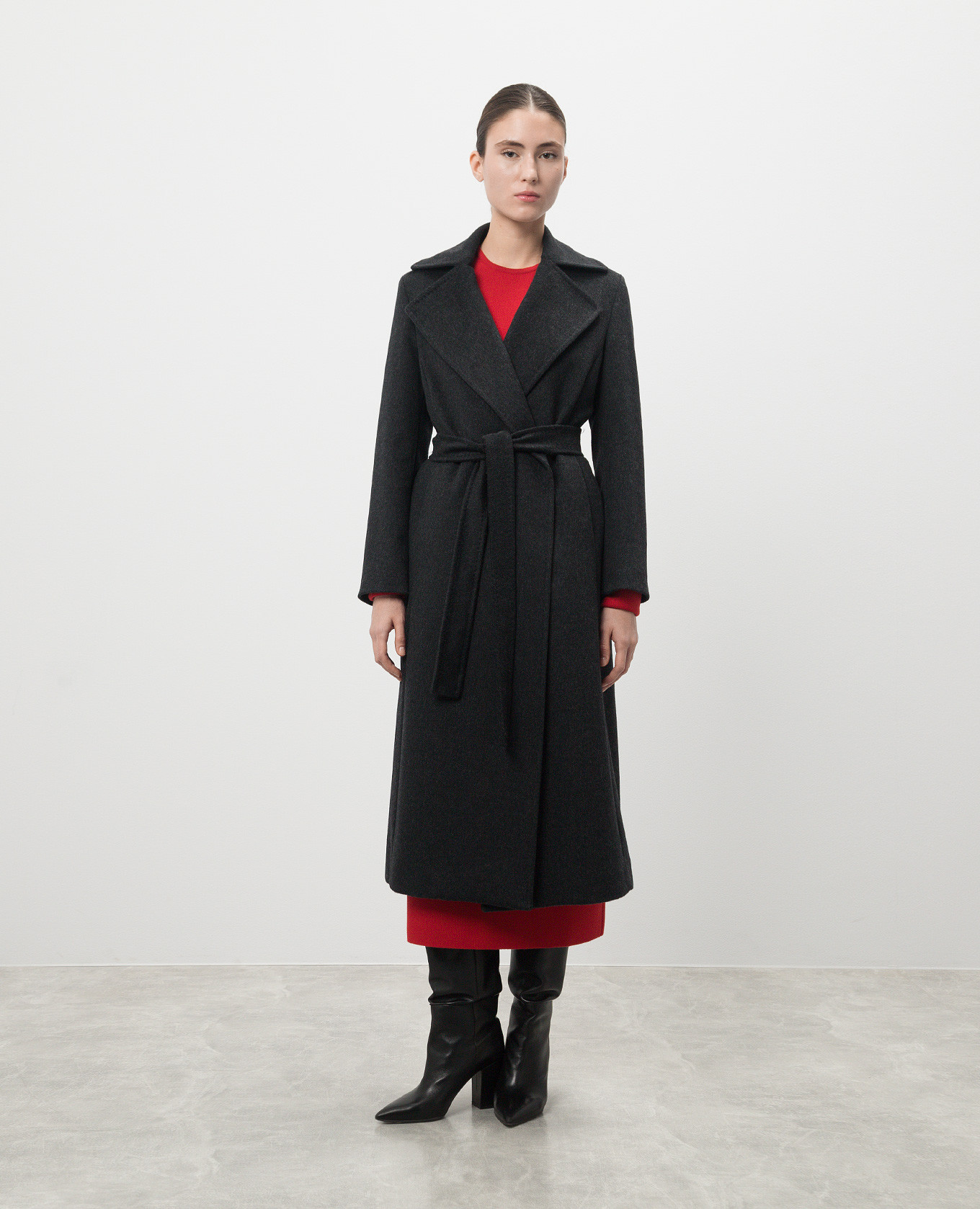 

Gray wool coat with belt Heresis, Grey