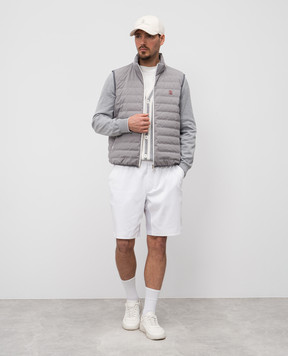Brunello Cucinelli Grey down vest with embroidered logo emblem MM49A7460G