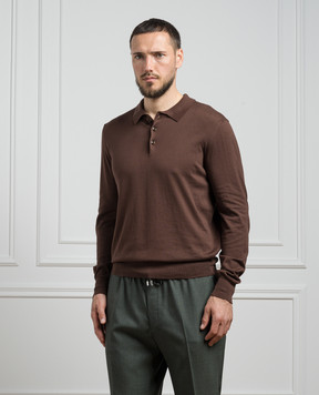 Cashmere&Whiskey Brown polo shirt with silk and cashmere FS06