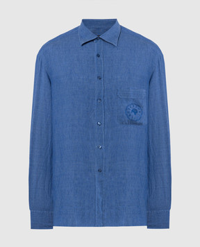 Chemise Homme Stefano Ricci Rayée Bleu/noir Col Contrastant 43/17 - Excellent état