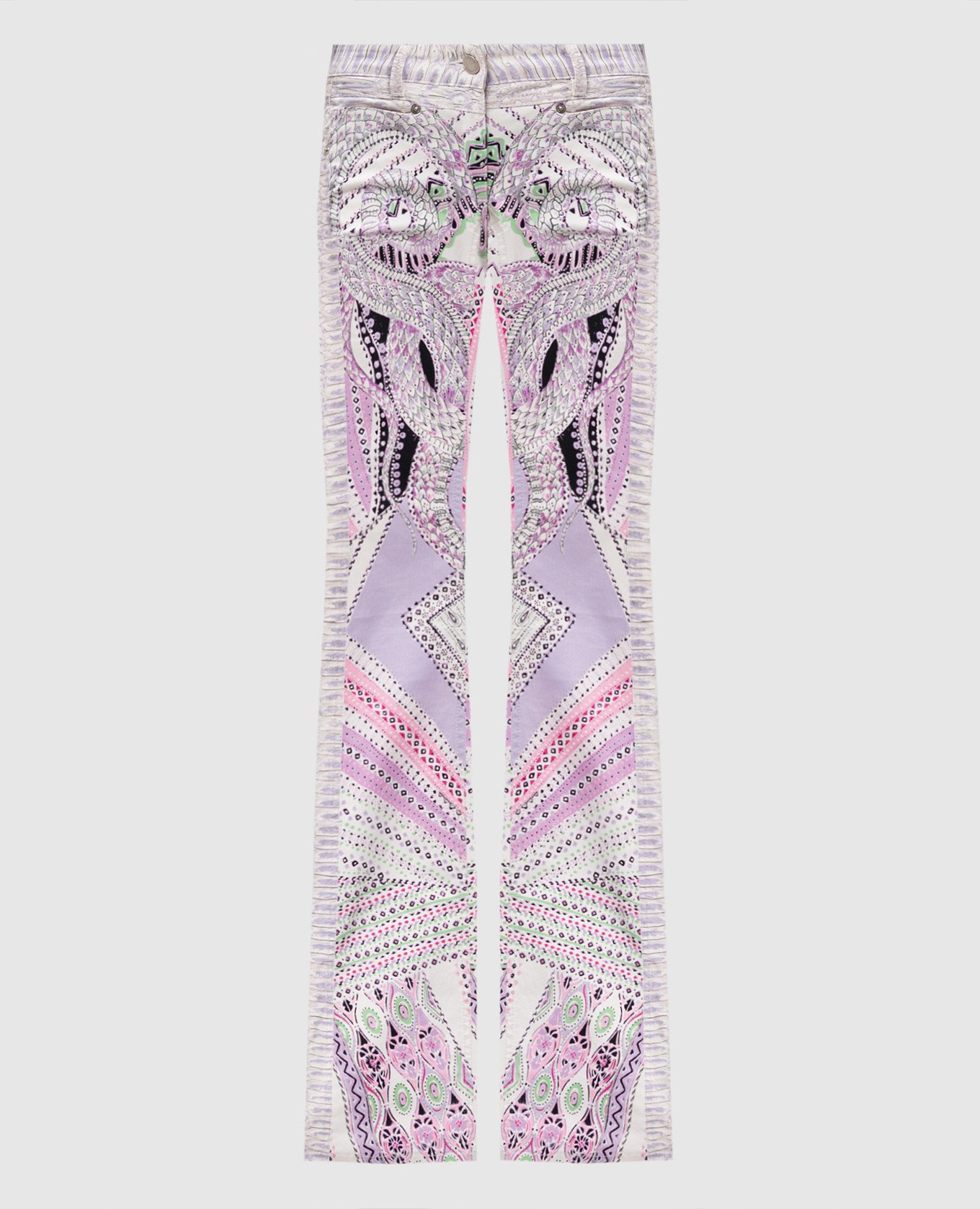 

White jeans in an animalistic print Roberto Cavalli