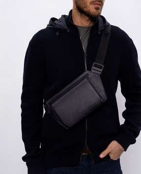 Cashmere&Whiskey Blue leather belt bag with embossed logo BUMBAG