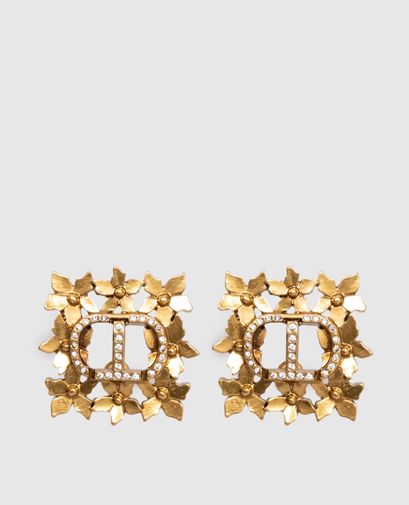 

Golden Oval T earrings with crystals Twinset