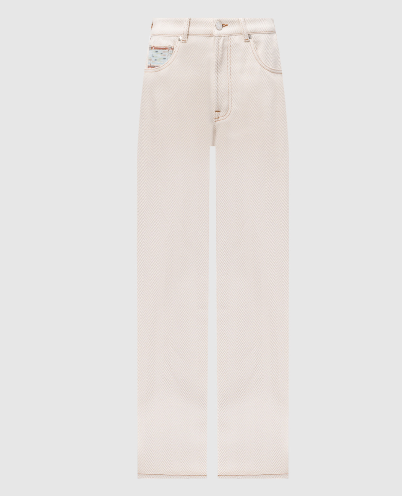 Beige woven pattern pants with logo patch Missoni