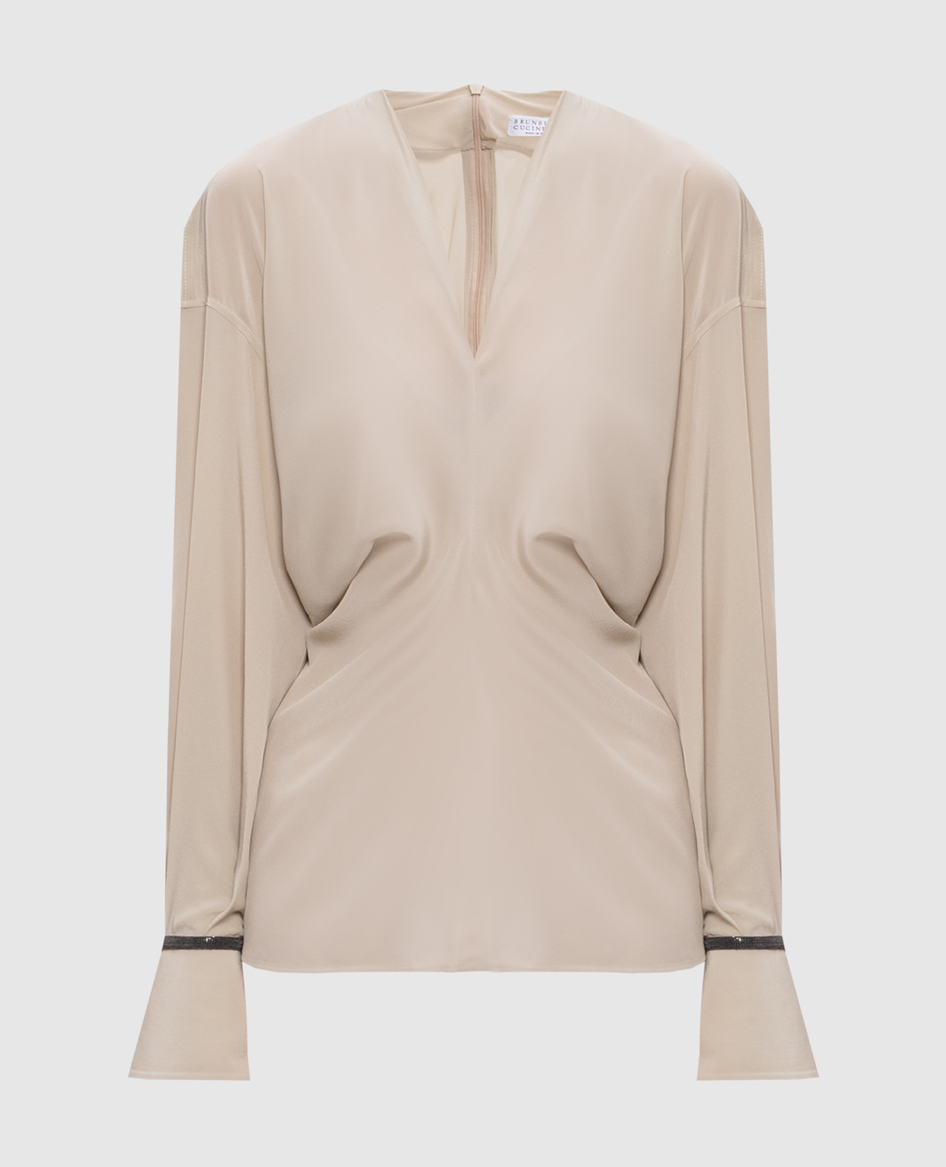 

Beige silk blouse with monil chain Brunello Cucinelli
