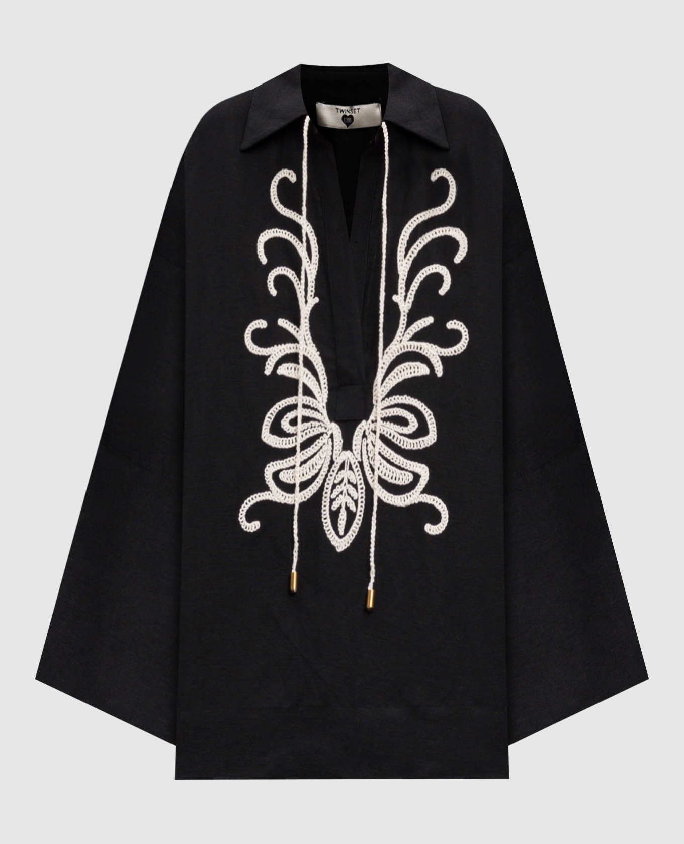 

Black linen blouse with embroidery Twinset