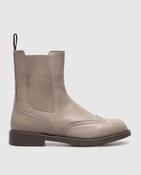 Doucal's Gray leather Chelsea boots with perforations DD8599BRUGUF201