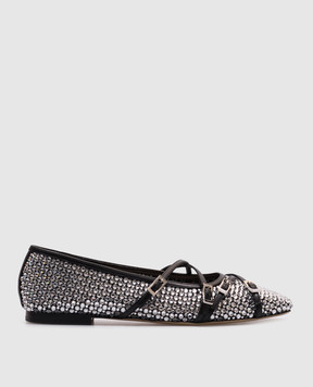 Mach&Mach Black ballet flats with crystals S092710NET