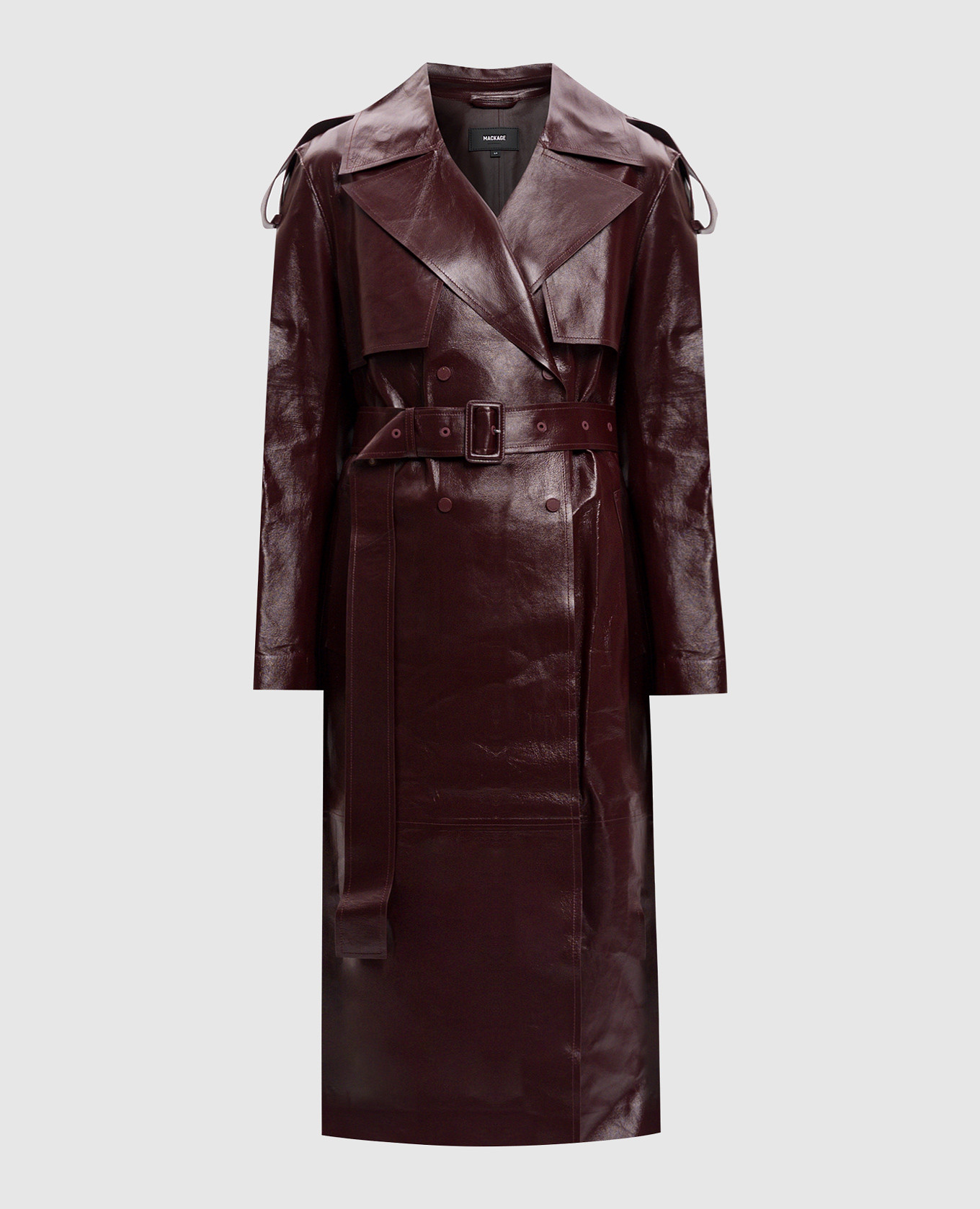 

Burgundy leather trench coat Mackage