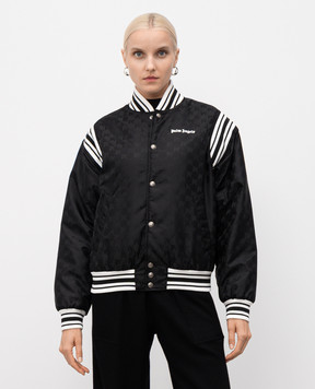 Palm Angels Black bomber jacket with logo PMEH037F25FAB001w