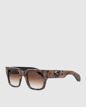 Stefano Ricci Brown sunglasses with ruthenium-plated emblem SG40UHORN
