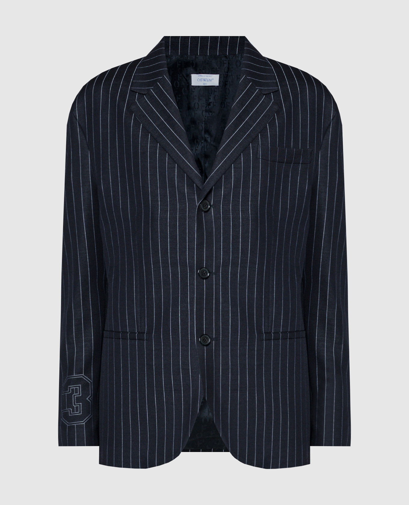 

Black logo striped wool jacket Off-White