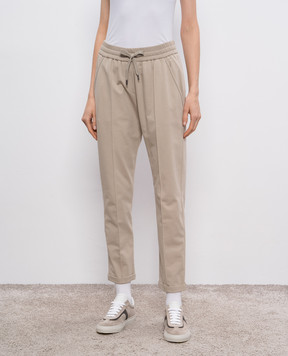 Brunello Cucinelli Beige sweatpants with monil chain MP827FB799