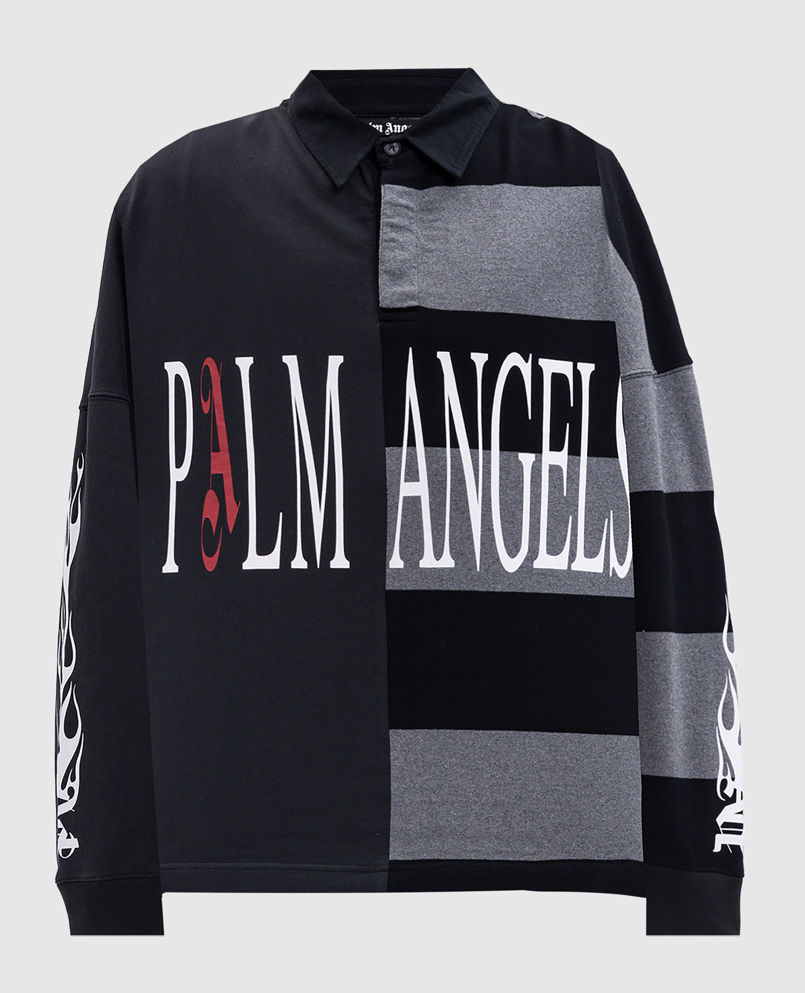 

Grey long-sleeved polo collar Palm Angels