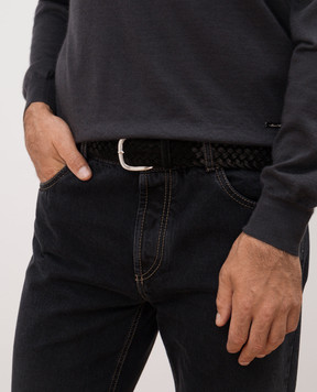 Orciani Black suede braided belt U07944WSUNER